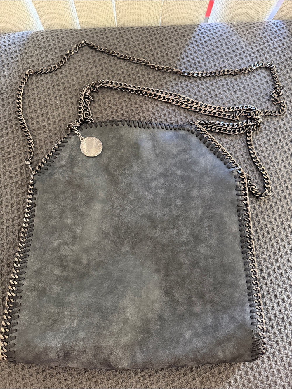 Stella McCartney Black Faux-Leather Crossbody with Chain Trim